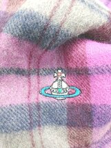 ◇ Vivienne Westwood ヴィヴィアン チェック 刺繍 シンプルフリンジ マフラー 表記なし ピンク マルチ レディース P_画像4