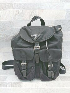 ◇ PRADA プラダ B6677F 三角ロゴ ナイロン リュック ブラック レディース P