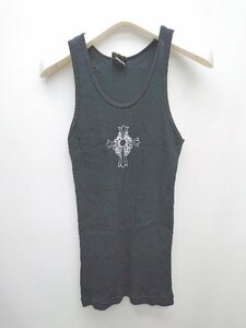 ◇ CHROME HEARTS クロムハーツ FUCK YOU プリント リブ タンクトップ サイズL ブラック レディース P