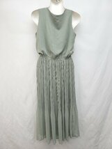 ◇ AMERI アメリ SHIRRING CHIFFON DRESS プリーツ ノースリーブ ロング丈 ワンピース 表記なし グリーン系 レディース P_画像2