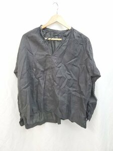 ◇ Ordinary Fits オーディナリーフィッツ リネン100% 無地 長袖 カットソー サイズ0 ブラック レディース P