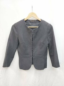 ◇ MANOUQUA マノーク シンプル ノーカラー 長袖 ジャケット サイズ38 ブラック レディース P