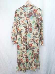 * SOULEIADOso Ray a-do.. feeling floral print long sleeve knees under height One-piece size 36 beige red group multi lady's P