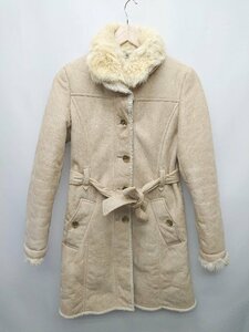 * * COMME CA DU MODE Comme Ca Du Mode rabbit fur 2WAY reverse side boa long sleeve coat size 9 beige lady's P