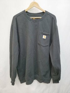 ◇ Carhartt カーハート プルオーバ 裏起毛 ロゴ クルーネック カジュアル 長袖 トレーナー サイズXL ブラック メンズ P