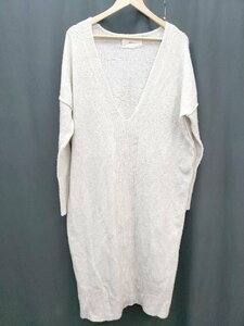 ◇ TODAYFUL トゥデイフル Raccoon Knit Dress リブニット 長袖 膝下丈 ワンピース サイズ36 ベージュ系 レディース P