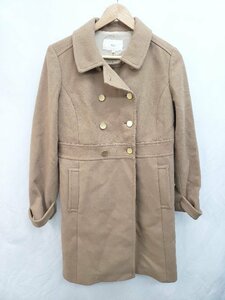 ◇ SHIPS シップス きれいめ シンプル ウール混 長袖 コート サイズM ライトブラウン系 レディース P
