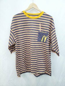 ◇ Design Tshirts Store graniph ボーダー 半袖 Tシャツ カットソー サイズL ネイビー イエロー マルチ メンズ P