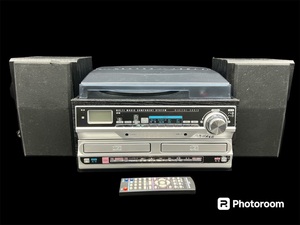 E296( secondhand goods ) multi music player MT-39 CD* radio * cassette * record operation OK remote control attaching battery less 