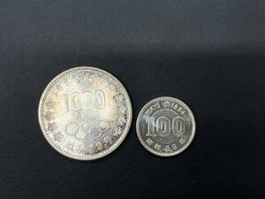 ミや［MtY1632］オリンピック1000円銀貨/100円銀貨　まとめ　昭和39年　千円×1枚　100円×1枚　SV925　コレクション品　コンパクトサイズ