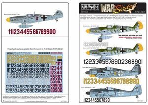 Kits-World(172029)1/72 独空軍戦闘機（Bf-109F/Bf-109G/Bf-109K & Focke-Wulf Fw-190）の認識番号のデカール