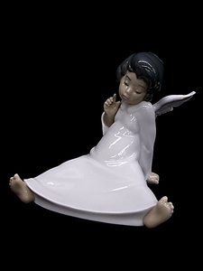 e11638 Lladro figyu Lynn керамика кукла ангел. мысль ..[.-., это ] H18cm