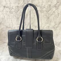 1円【美品】コーチ COACH・ハンドバッグ 手提げ鞄 オールレザー 無地 シンプル A4可 ブラック系_画像2