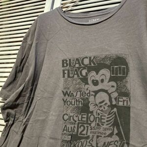 AGDJ 1スタ グレー バンド Tシャツ ブラックフラッグ BLACK FLAG ミッキー 90s 00s ビンテージ アメリカ 古着