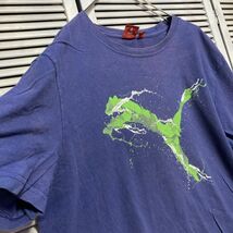 AGIR 1スタ ネイビー Tシャツ PUMA プーマ ロゴ インク - 90s 00s ビンテージ アメリカ 古着 ベール 卸 仕入れ_画像3