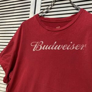 AGJL 1スタ 赤 Tシャツ バドワイザー ビール アドバタイジング - 90s 00s ビンテージ アメリカ 古着 ベール 卸 仕入れ