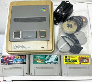 1 jpy start!! nintendo Nintendo Super Famicom SHVC-001 electrification 0 controller ×2 AC adaptor cassette ×3 present condition goods *5*22