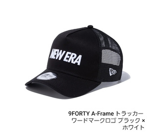 人気商品！！定番ロゴのメッシュ　新品未使用　NEWERA ニューエラ9FORTY A-Frame トラッカー ワードマークロゴ ブラック × ホワイト