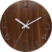 日常使い 壁掛け時計 木製 サイレント連続秒針 透かし彫り アナログ 掛け時計_画像2