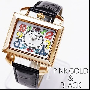 レディース　腕時計 【シェル文字盤を使用！】トップリューズ式ミディアムフェイス腕時計　ピンクゴールド＆ブラック　OSD17SPGBK