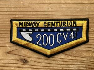 80S当時物 アメリカ海軍USS MIDWAY CV-41空母ミッドウェイ着艦センチュリオン200回パッチ ワッペン ／検)トップガン バズリクソンズ