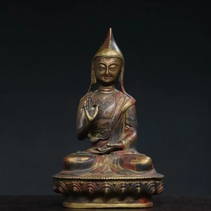 極上珍品 古銅彫 密宗密教 宗喀巴像 仏像 仏教古美術 中国古美術 古美味 蔵出