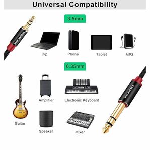 3.5mm to 6.35mmステレオ オーディオ変換ケーブル (1.5M)