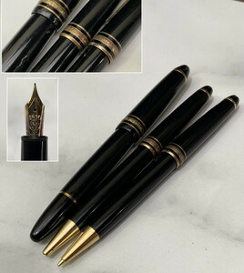 S-214◆1円◆MONTBLANC MEISTERSTUCK 万年筆+ボールペン+シャーペン3本まとめて 4810 14K 金ニブ モンブラン マイスターシュテック