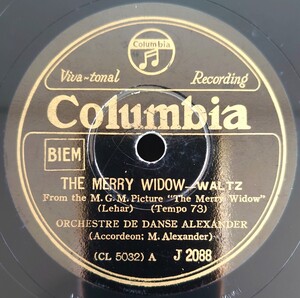 【蓄音機用SP盤レコード】THE MERRY WIDOW-WALTZ/DANUBE WAVES,WALTZ/ORCHESTRE DE DANSE ALEXANDER accordeon:M.Alexander/SPレコード