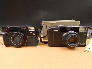 ★☆コンパクトフィルムカメラ Nikon L35AD2 / Canon オートボーイS 通電OKジャンク品 2台おまとめ☆★