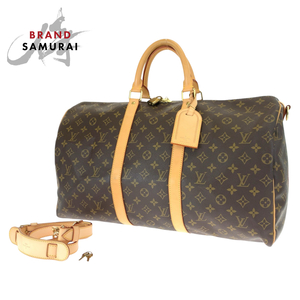 美品 LOUIS VUITTON ルイヴィトン モノグラム キーポル50 ブラウン 茶 ゴールド金具 PVC M41426 ボストンバッグ レディース 405866