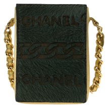 美品 CHANEL シャネル ヴィンテージ ゴールド 金 カーキ ゴールド金具 ハラコ チェーンショルダーバッグ シガレットケース ポーチ 405627_画像2