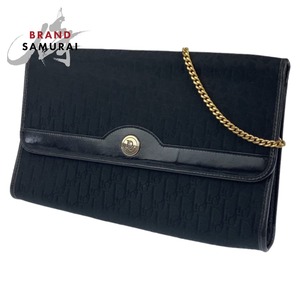 Beauty Dior Vintage Trotter Black Gold Crackte Canvas Chain Chain Clutch Muct Clutch Satch 405619