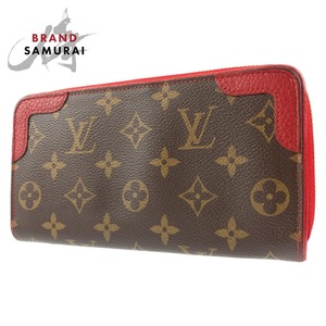 LOUIS VUITTON ルイヴィトン モノグラム ジッピーウォレット レティーロ ブラウン 茶 レッド 赤 PVC M61854 長財布 405508