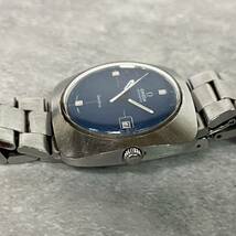 OMEGA オメガ Geneve ジュネーブ AUTOMATIC 自動巻 メンズ 腕時計 青文字盤 スクエア アンティーク ヴィンテージ デイト カレンダー_画像3