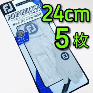 ナノロックツアー24cm白５枚 フットジョイ　ゴルフグローブ