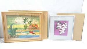 [ copy ] landscape painting flower frame total 2 point set / cloth ./ picture / Zaimei / cut ../ wooden ./ interior / ornament / wall decoration /14-RMS90