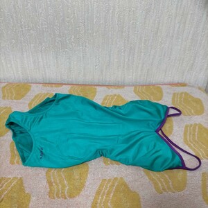  lady's .. swimsuit practice swimsuit One-piece green group made in Japan 