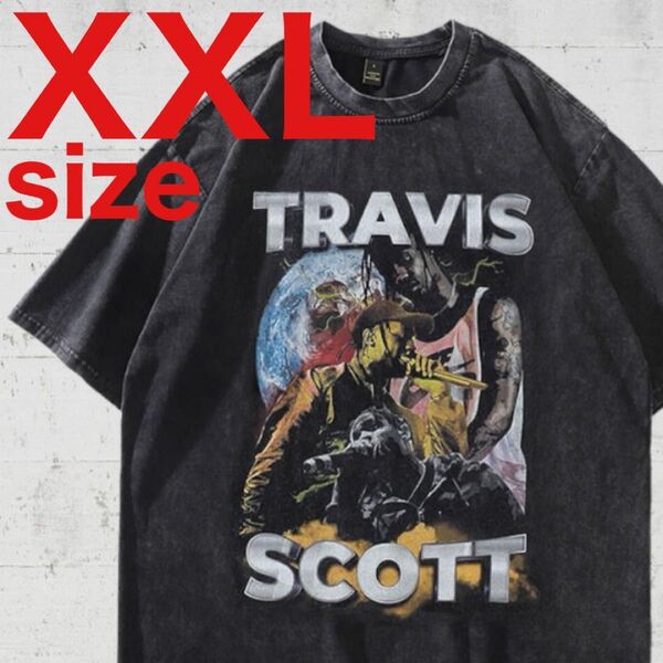 トラヴィススコット TRAVIS アース ラップ 半袖Tシャツ ブラック XXL
