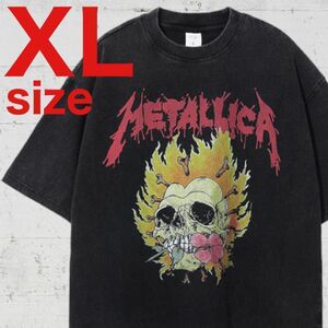 METALLICA　メタリカ　薔薇スカル　バンド　Tシャツ　ブラック　XLサイズ