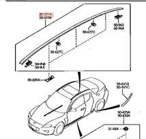 マツダ 純正 RX-8 ルーフ モール 左右セット ブリリアント ブラック MOULDING LR MAZDA 未使用 Genuine JDM OEM メーカー純正品_画像1