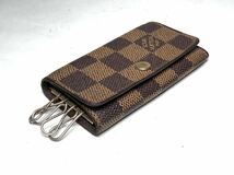 718 1円 ■極美品■ LOUIS VUITTON ルイヴィトン N62631 ダミエ ミュルティクレ4 4連 キーケース 鍵入れ メンズ レディース ブラウン_画像3