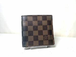 731 極美品 1円 LOUIS VUITTON ルイヴィトン N61675 ダミエ ポルトフォイユ マルコ 二つ折り 財布 ウォレット レディース ブラウン系 