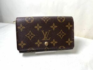 763 美品1円 LOUIS VUITTON ルイヴィトン M61730 モノグラム ポルトモネ ビエ トレゾール 二つ折り 財布 ブラウン系 