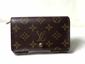 809 美品　1円 LOUIS VUITTON ルイヴィトン M61730 モノグラム ポルトモネ ビエ トレゾール 二つ折り 財布 ブラウン系 