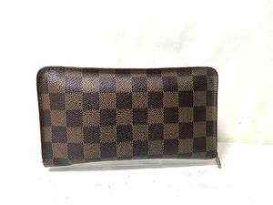 823 1円 ■美品■ LOUIS VUITTON ルイヴィトン N61728 ダミエ ポルトモネジップ ラウンドファスナー 長財布 ウォレット ブラウン系