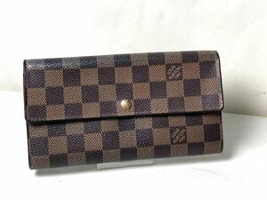 824 使用僅か極美品 1円 LOUIS VUITTON ルイヴィトン N61734 ダミエ ポルトフォイユサラ 二つ折り 長財布 ウォレット レディース ブラウン