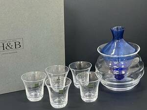 ◇◆4445　HOYA CRYSTAL　ホヤクリスタル　H＆B　冷酒器セット　カラフェ　冷酒グラス 5客　未使用　現状保管品◆◇　