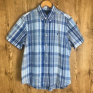 POLO RALPH LAUREN チェック柄 ボタンダウン 半袖シャツ メンズ L ポロ ラルフローレン 古着 e24050320