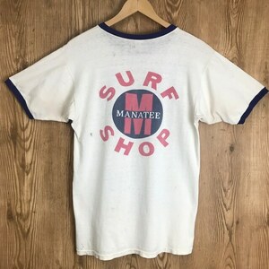 JUNK 70s VINTAGE SPRUCE社製 サーフショップ 染み込みプリント リンガーTシャツ メンズ M 70年代 スプルース 古着 e24050317